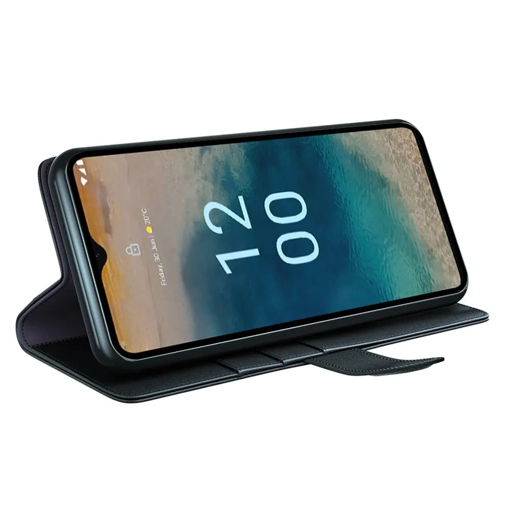 Äkta Läderfodral  Nokia G22 Svart