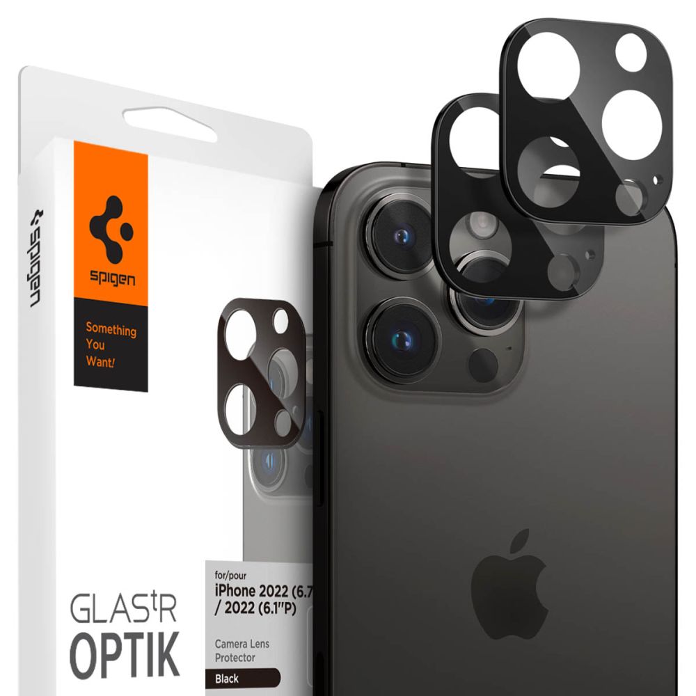 Spigen iPhone 15 Pro Optik Lens Protector Black (2-pack) - Herdet glass linsebeskytter - Beskytt dine linser med kvalitetsglass