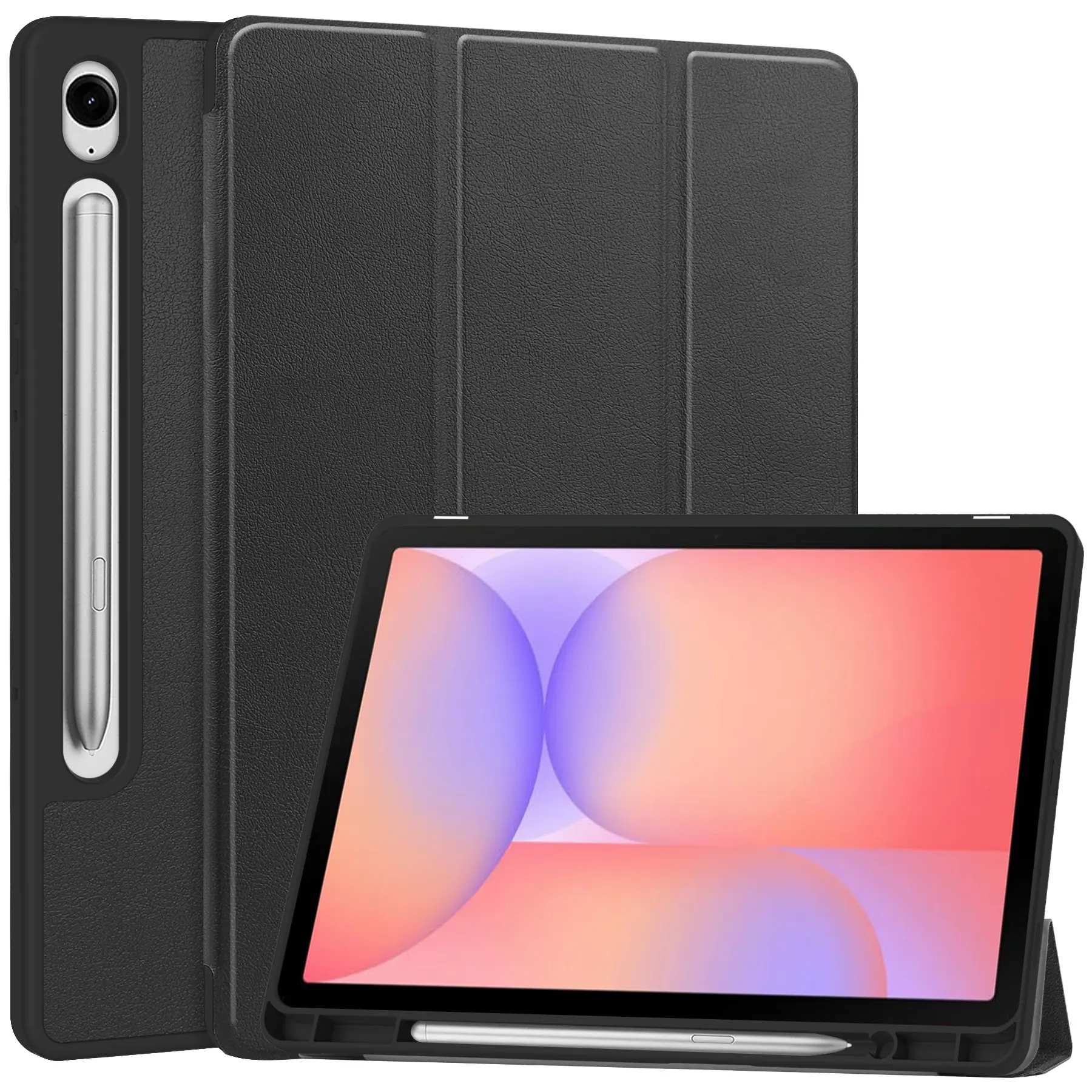 Samsung Galaxy Tab S10 Lite Etui Tri-fold med Pencil-holder Sort