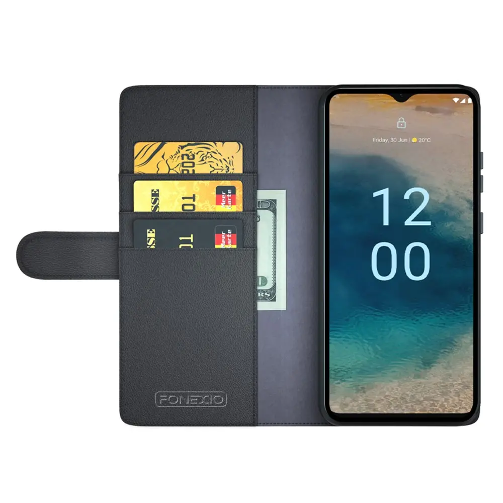 Äkta Läderfodral  Nokia G22 Svart