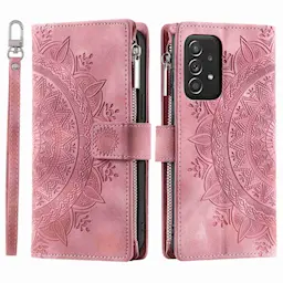 Lompakkolaukku Samsung Galaxy A52/A52s Mandala vaaleanpunainen