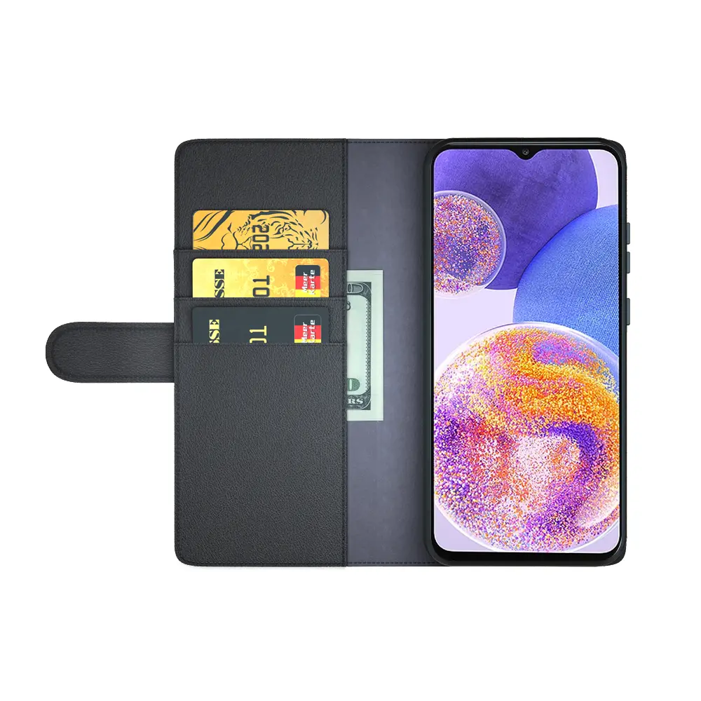 Äkta Läderfodral Samsung Galaxy A23 Svart