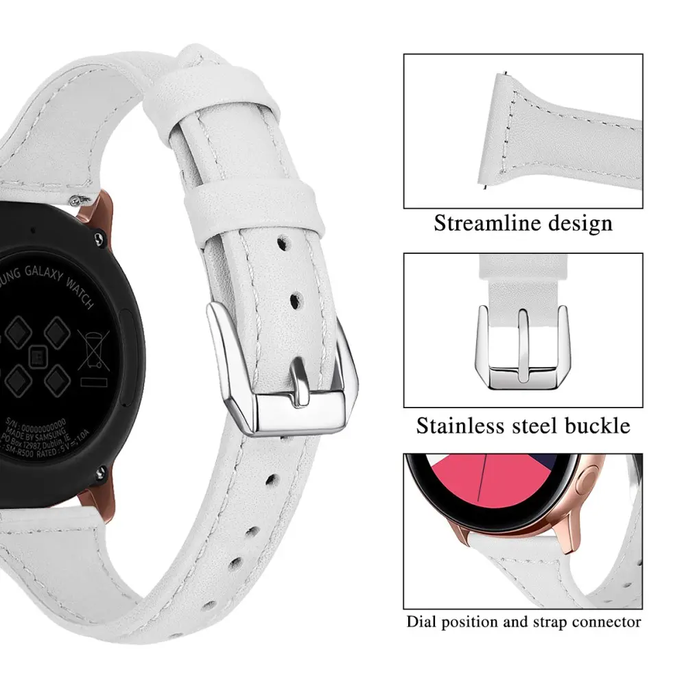 Slim Läderarmband Garmin Forerunner 170 Vit