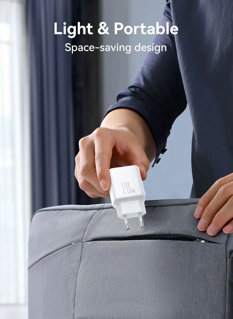 PD Snabbladdare USB-C + USB-A 20W Vit