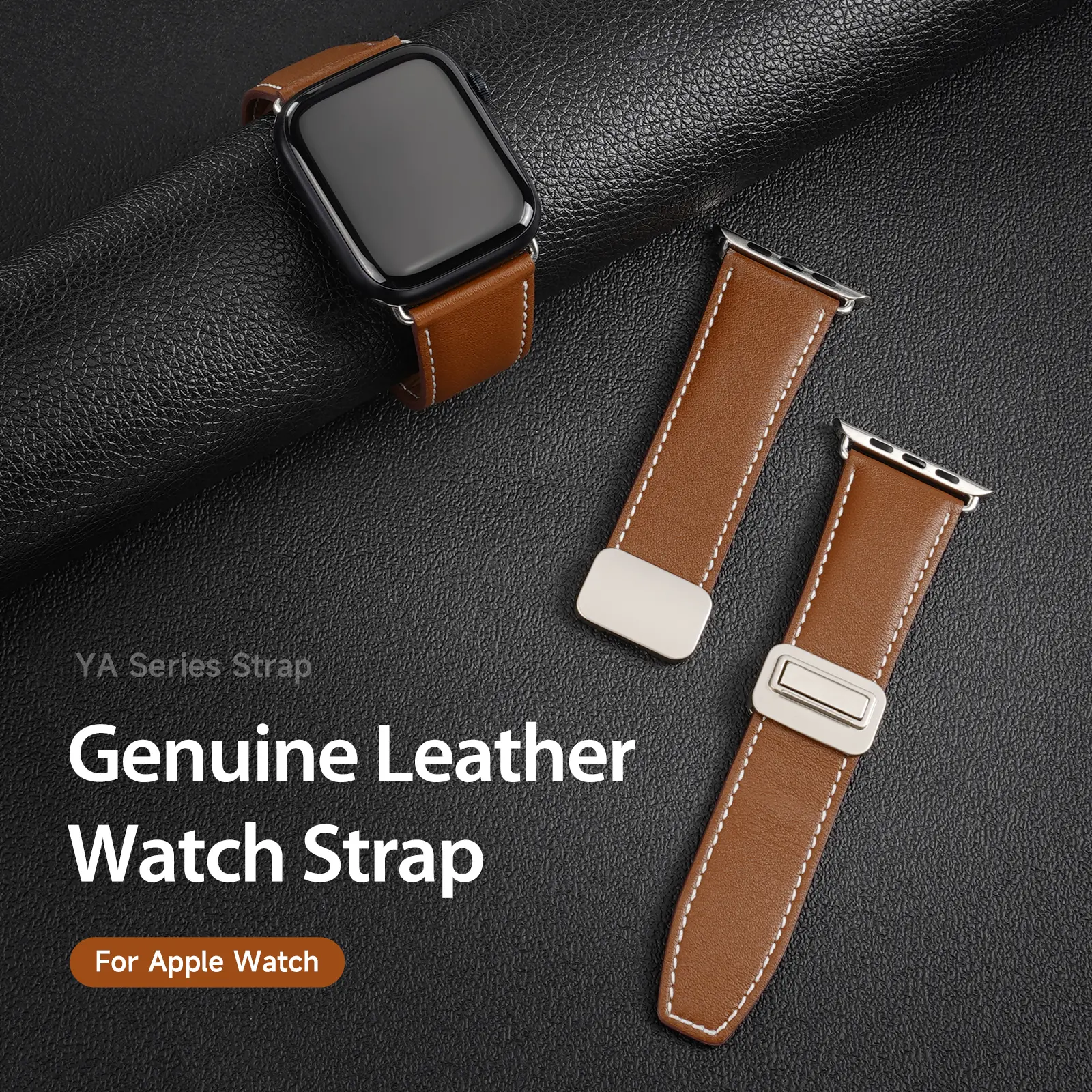 Läderarmband Apple Watch Series 12 43mm Brun