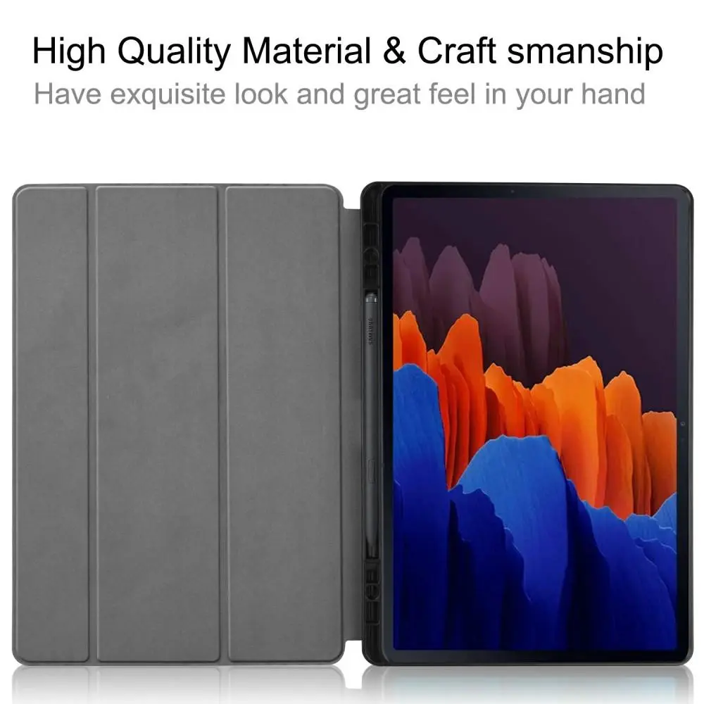Samsung Galaxy Tab S7 Plus/Galaxy Tab S8 Plus Fodral Tri-fold med Pencil-hållare Svart