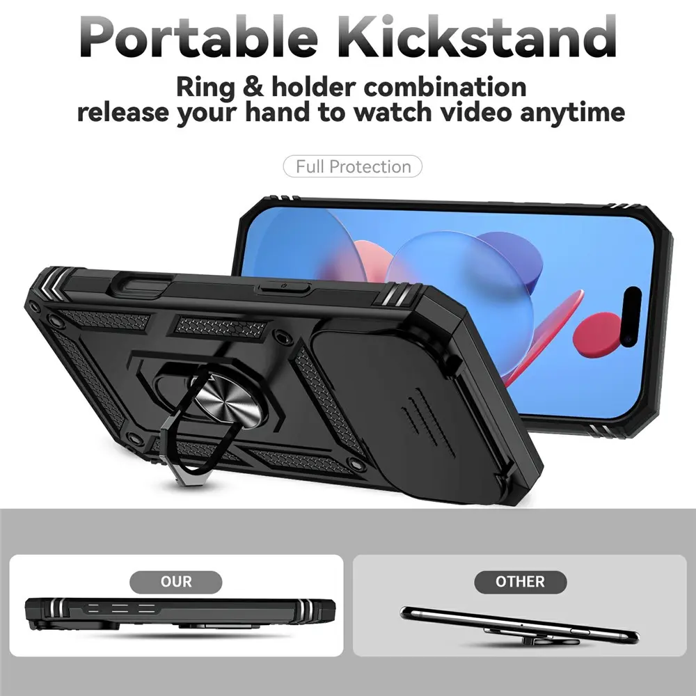 Hybridskal Ring + Kameraskydd iPhone 18 Pro Svart