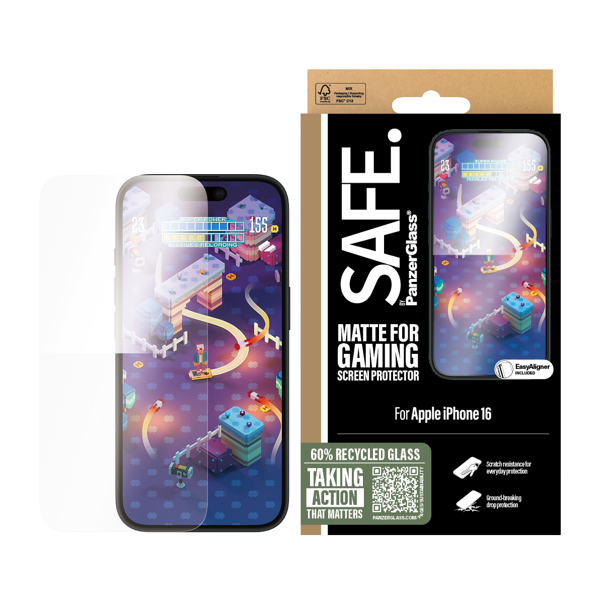 SAFE. by PanzerGlass iPhone 16 Gaming Screen Protector Ultra Wide Fit (with EasyAligner)