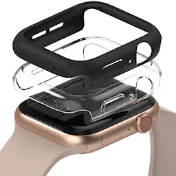 Apple Watch SE 44mm Tynt deksel (2-pack), Matte Black & Clear