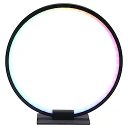RGB-pöytävalaisin neonrenkaalla, Musta
