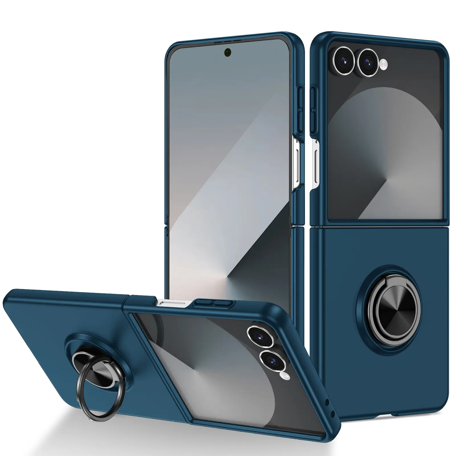 Samsung Galaxy Z Flip 8 Cover magnetisk ringholder Mørkeblå