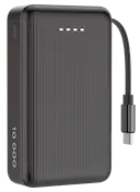 Varavirtalähde integroidulla USB-C-kaapelilla 10000 mAh PD 20W Musta