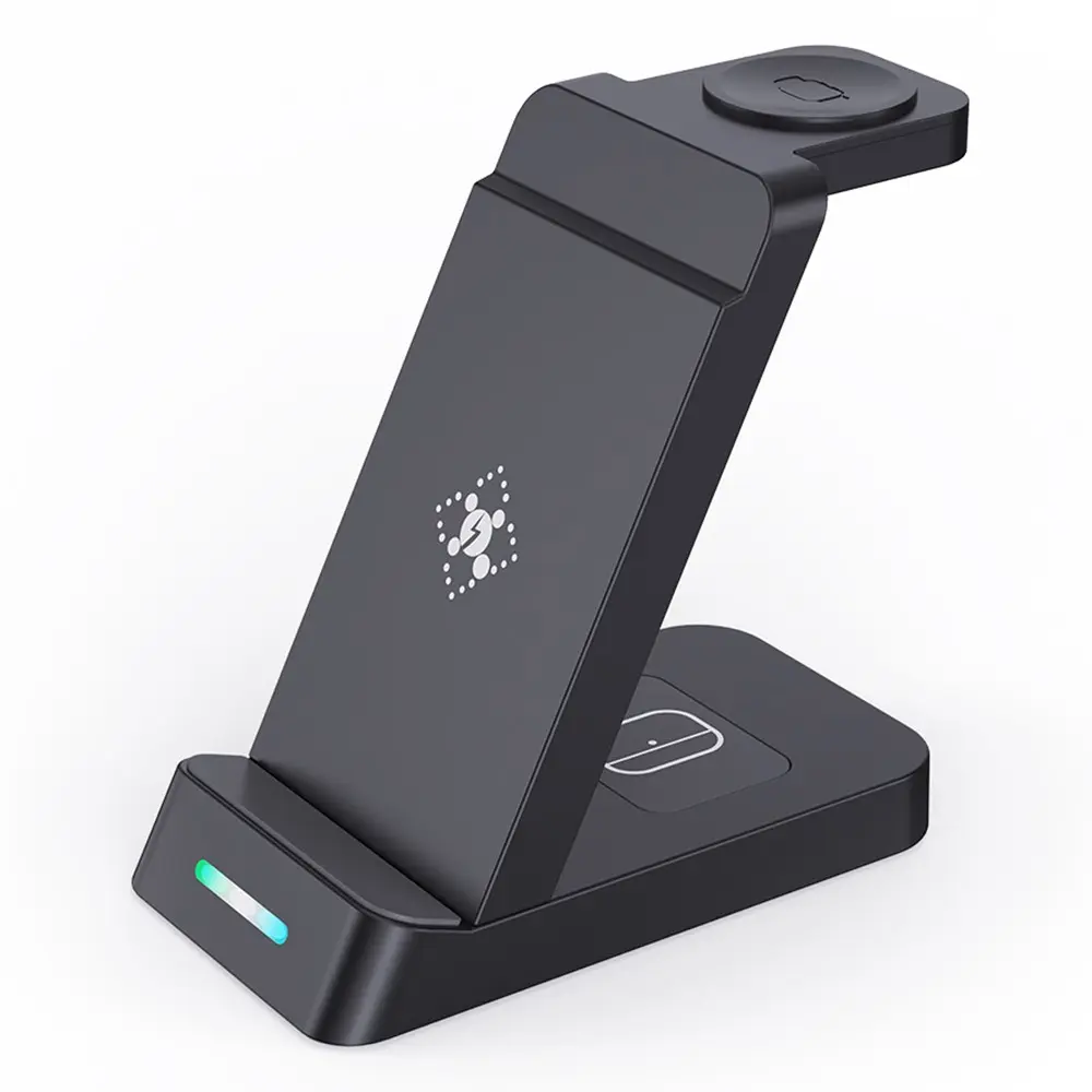 Trådløs 3-i-1 opladningsstation til Apple sort