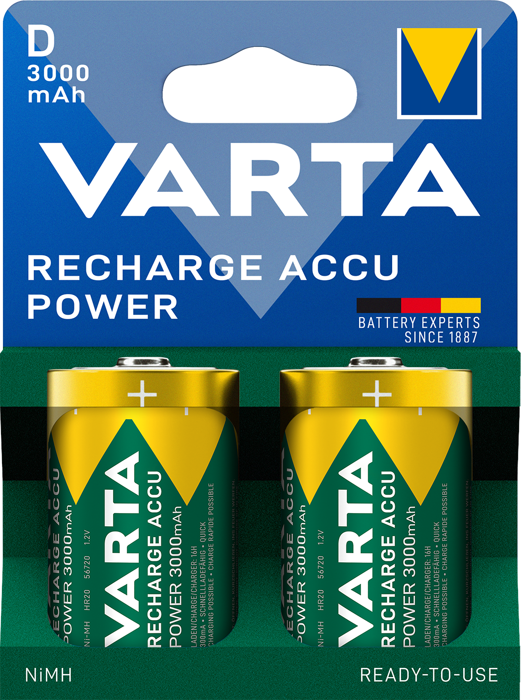 Uppladdningsbart D-batteri HR20 1.2V 3000mAh (2-pack)
