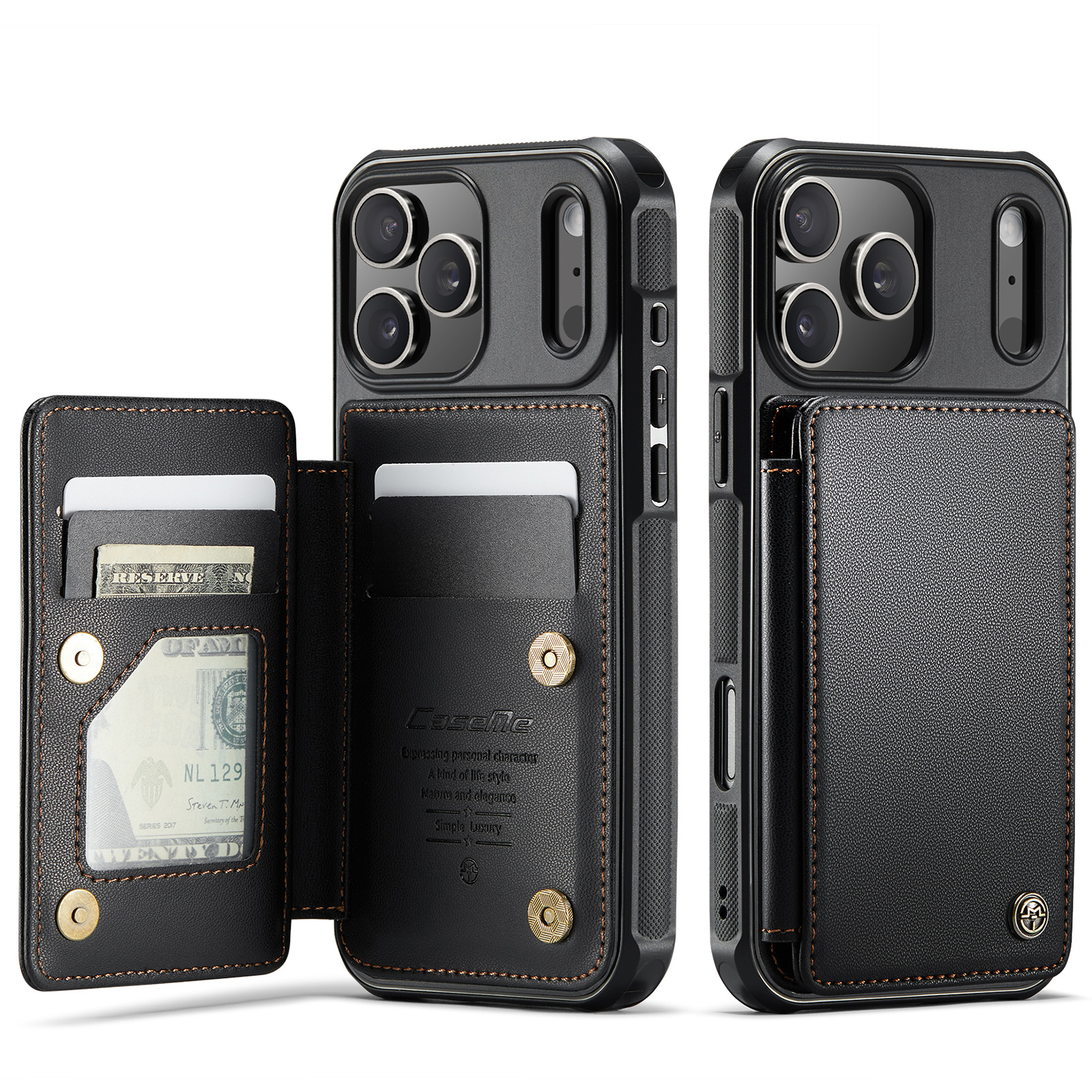 CaseMe RFID blocking Lommebokdeksel iPhone 17 Pro svart