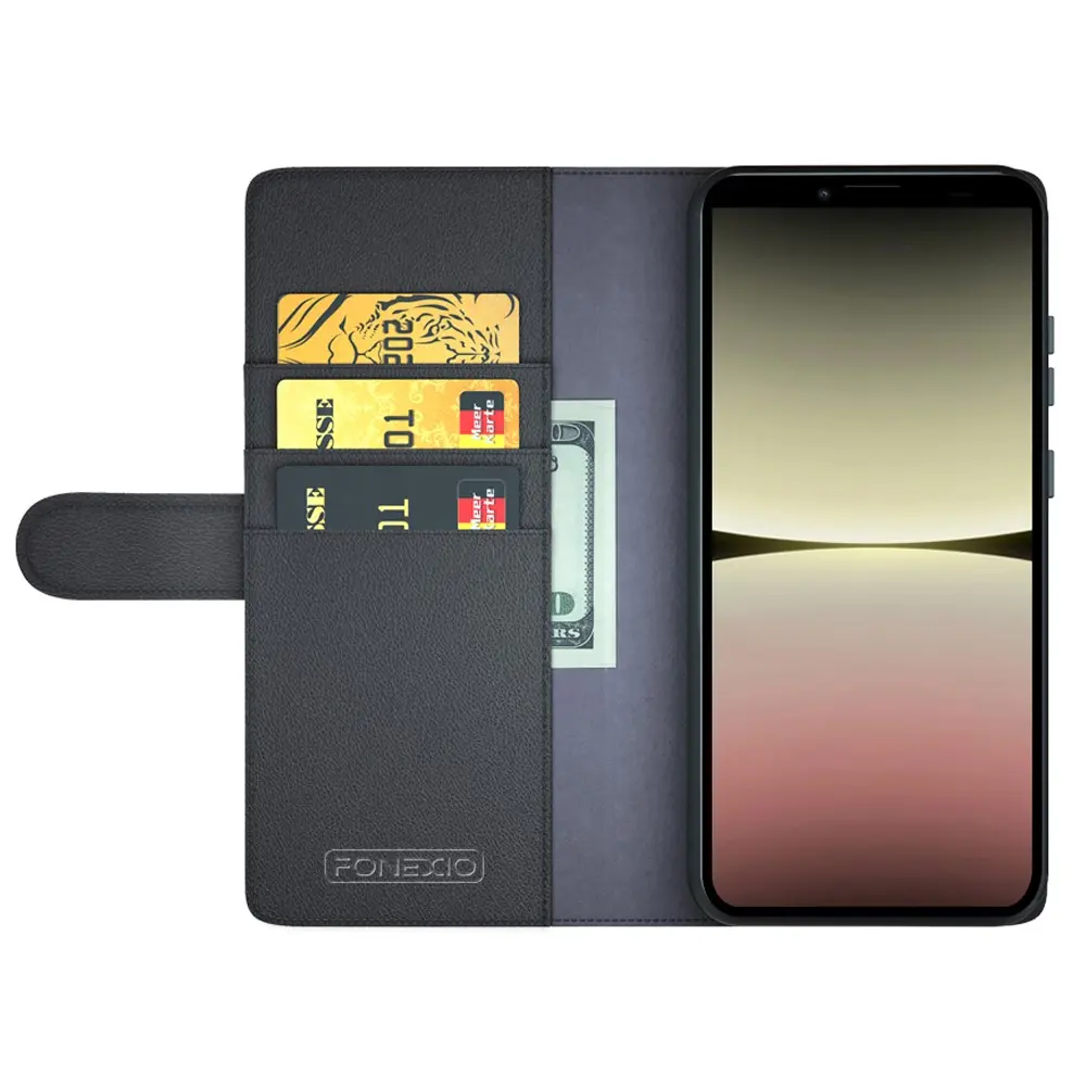 Äkta Läderfodral Sony Xperia 10 V Svart