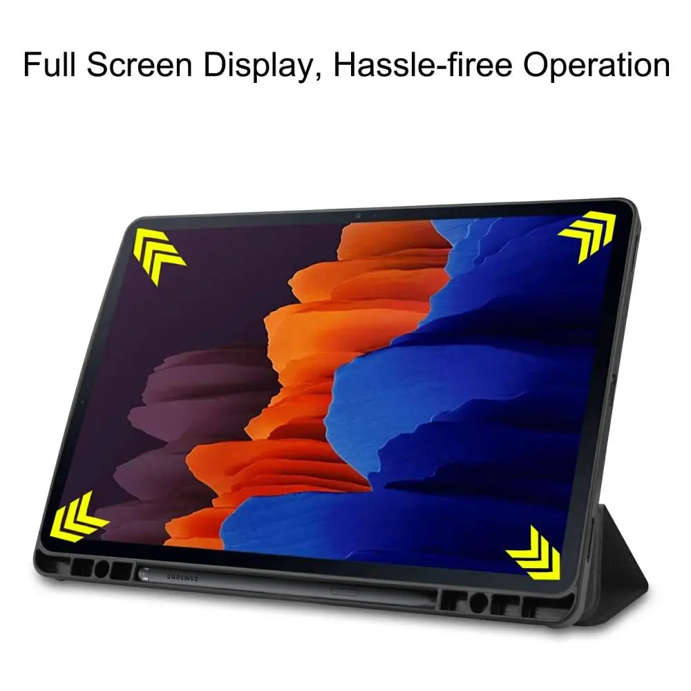 Samsung Galaxy Tab S7 Plus/Galaxy Tab S8 Plus Fodral Tri-fold med Pencil-hållare Svart