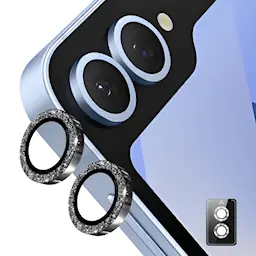 Glitter Linsebeskyttelse Aluminium Samsung Galaxy Z Flip 7 Svart