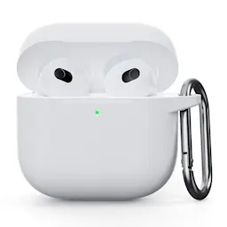 Apple AirPods 4 Silikonikotelo + karabiinihaka, Valkoinen