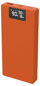 Powerbank USB-A + USB-C med display 10000 mAh PD 20W Orange