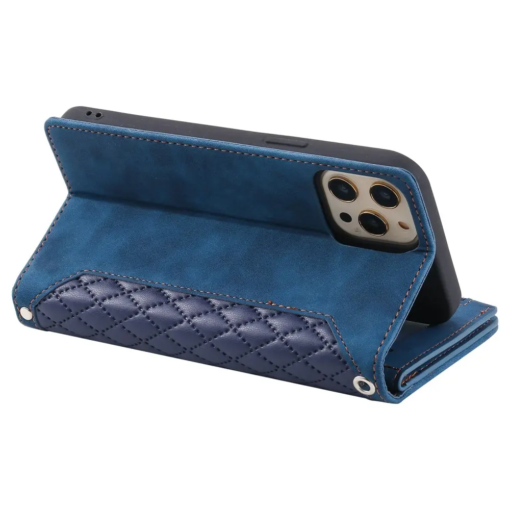 Plånboksväska iPhone 12/iPhone 12 Pro Quilted Blå