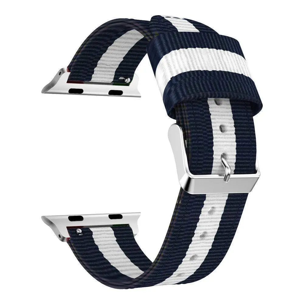 Nylonarmband Apple Watch Series 12 47mm blå/vit/röd
