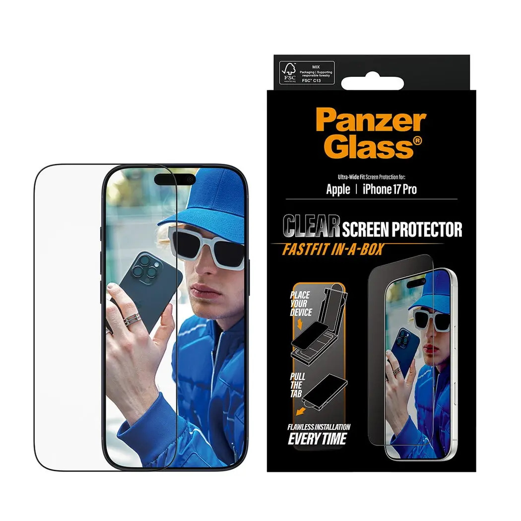 iPhone 17 Pro Screen Protector (with Fastfit in-a-box) Ultra Wide Fit