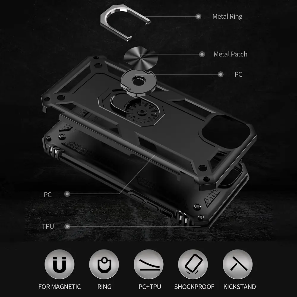 Hybridskal Tech Ring iPhone 14 svart