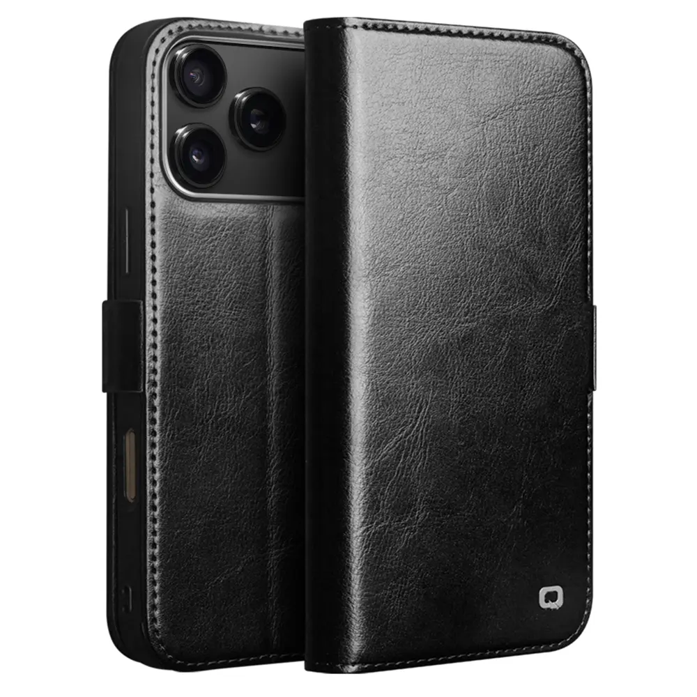 iPhone 18 Pro Max Leather Wallet Case Black