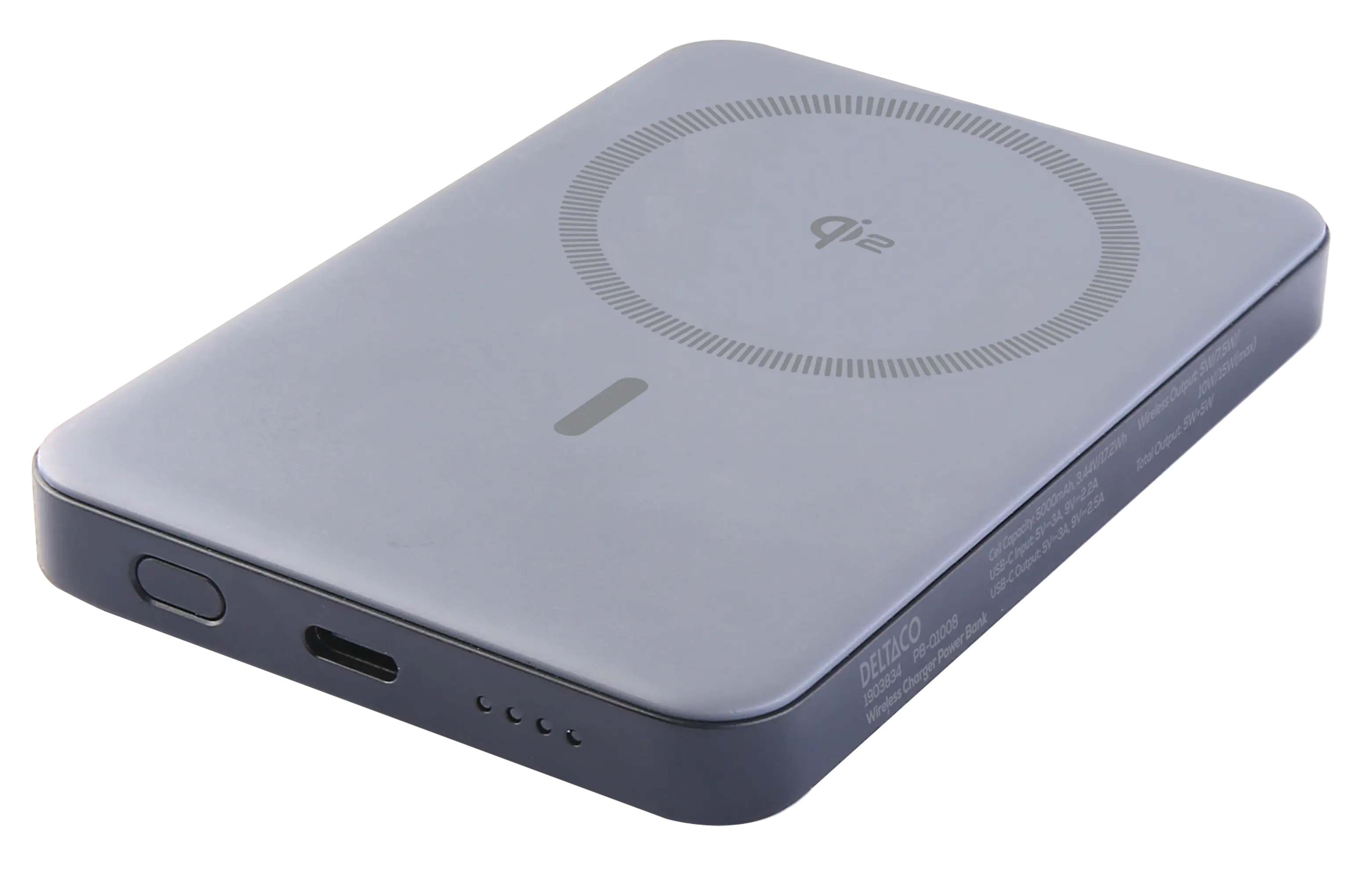 Magnetisk trådlös Qi2 powerbank med stativ PD 20W 5000 mAh Grå