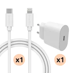Komplet oplader iPad 10.2 9th Gen (2021) - 2m kabel og vægoplader Lightning - Smartline