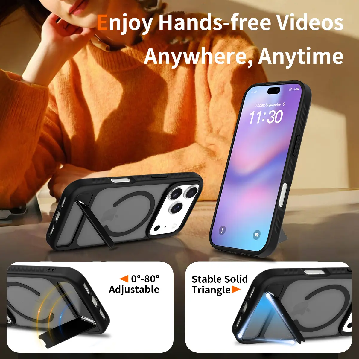 Magnetiskt Skal med Ställ iPhone 18 Pro Max Svart