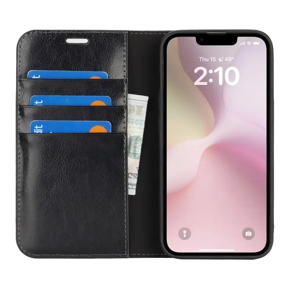 Mobilfodral Äkta Läder iPhone 17e Svart