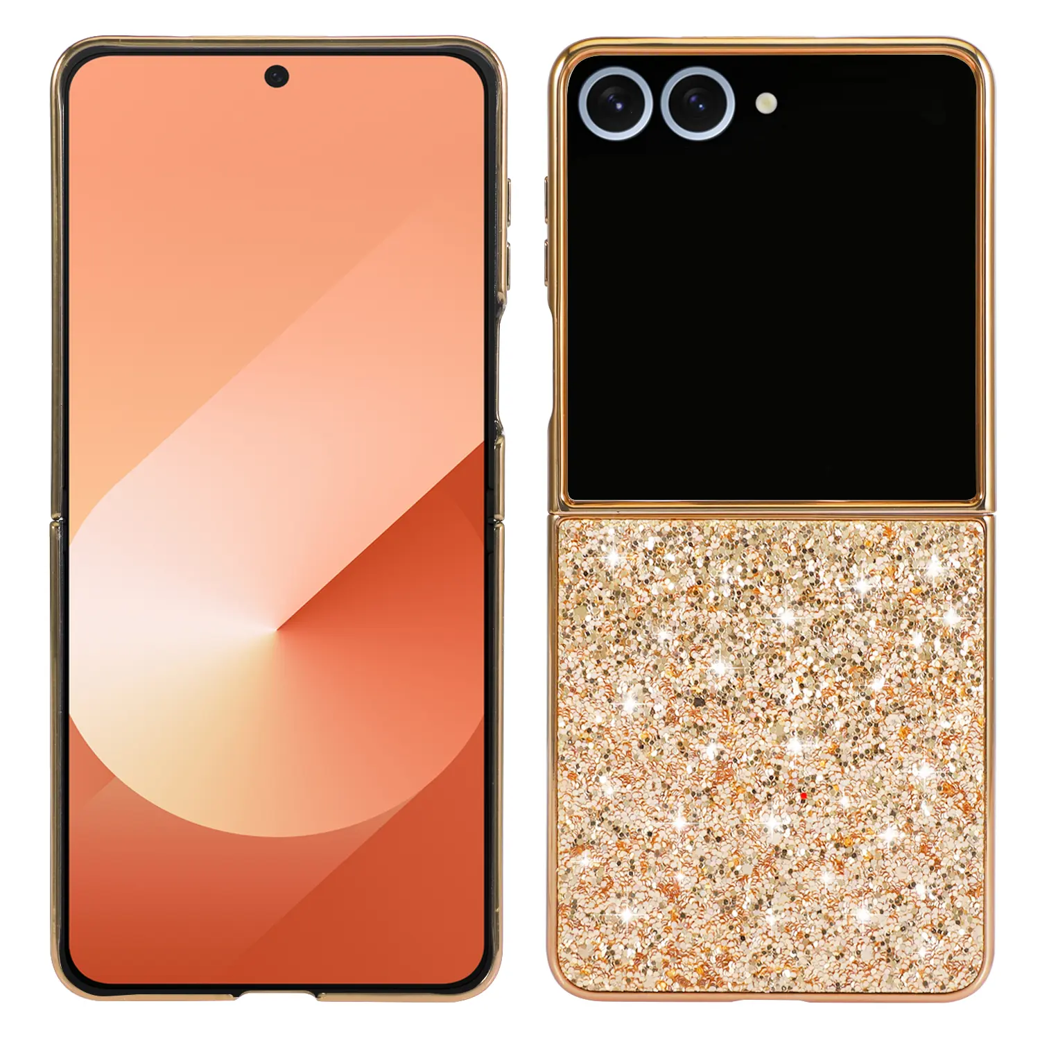 Glittercover Samsung Galaxy Z Flip 7 Guld