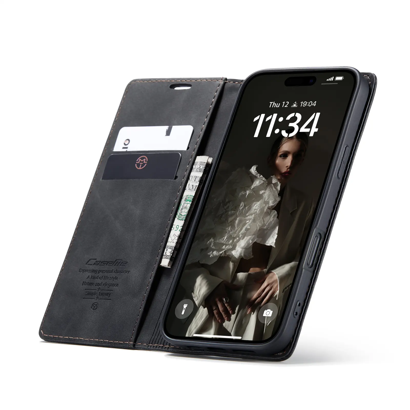 Slim Plånboksfodral iPhone 16 Pro Svart