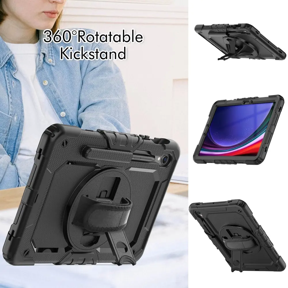 Stöttåligt Full Protection Hybridskal med axelrem Samsung Galaxy Tab S10 FE svart