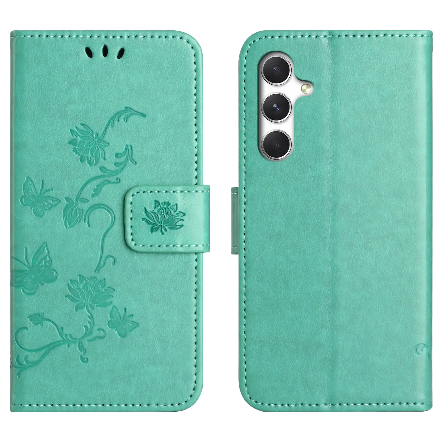 Samsung Galaxy A27 Mobilfodral med fjärilar, Grön