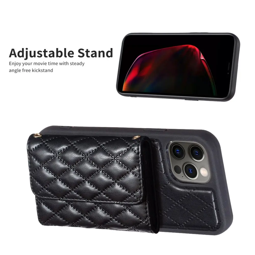 Plånboksskal med sidofack Quilted iPhone 12/12 Pro svart