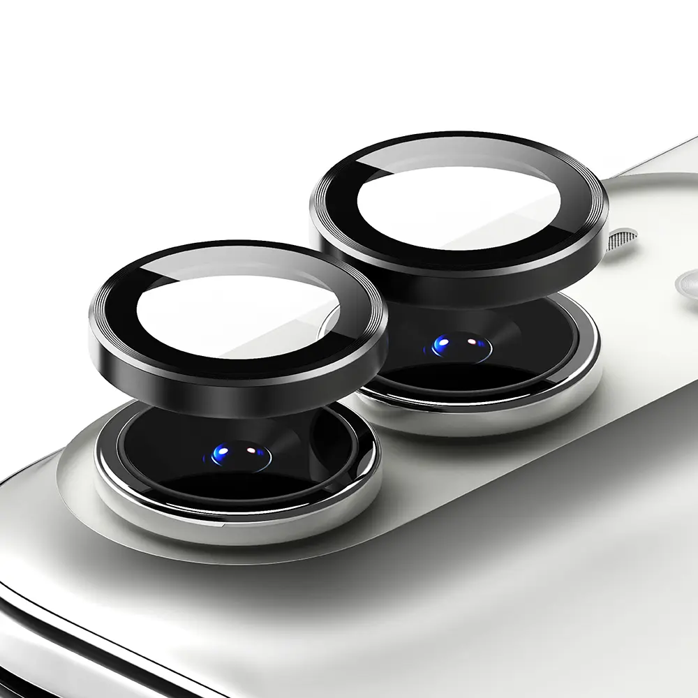 iPhone Duo 2-pack Linsskydd med aluminiumram, Svart