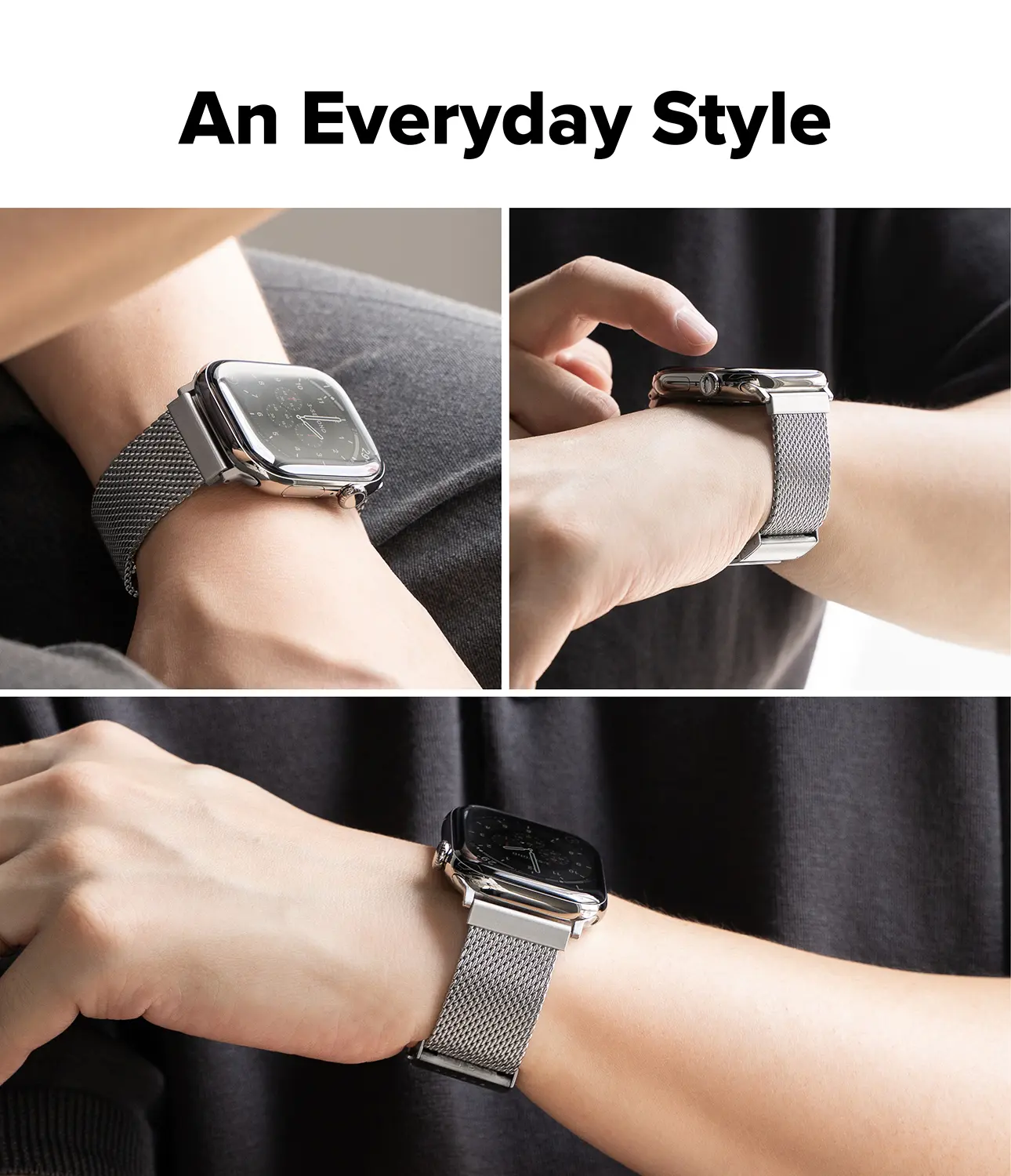 Metal One Mesh Armband Apple Watch Series 7 45mm Silver