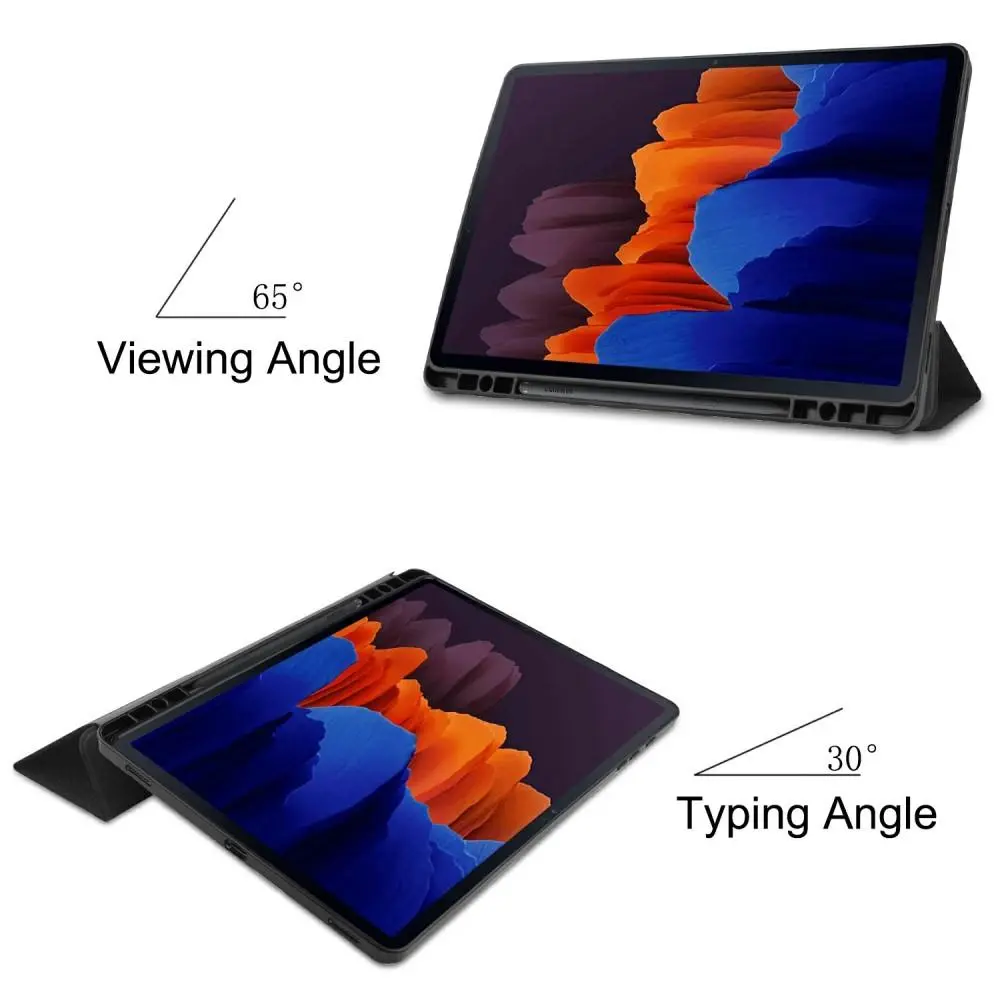Samsung Galaxy Tab S7 Plus/Galaxy Tab S8 Plus Fodral Tri-fold med Pencil-hållare Svart