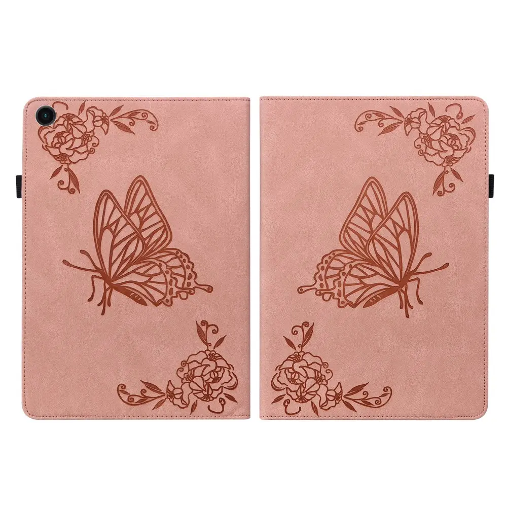 Läderfodral Fjärilar Samsung Galaxy Tab A9 Plus Rosa