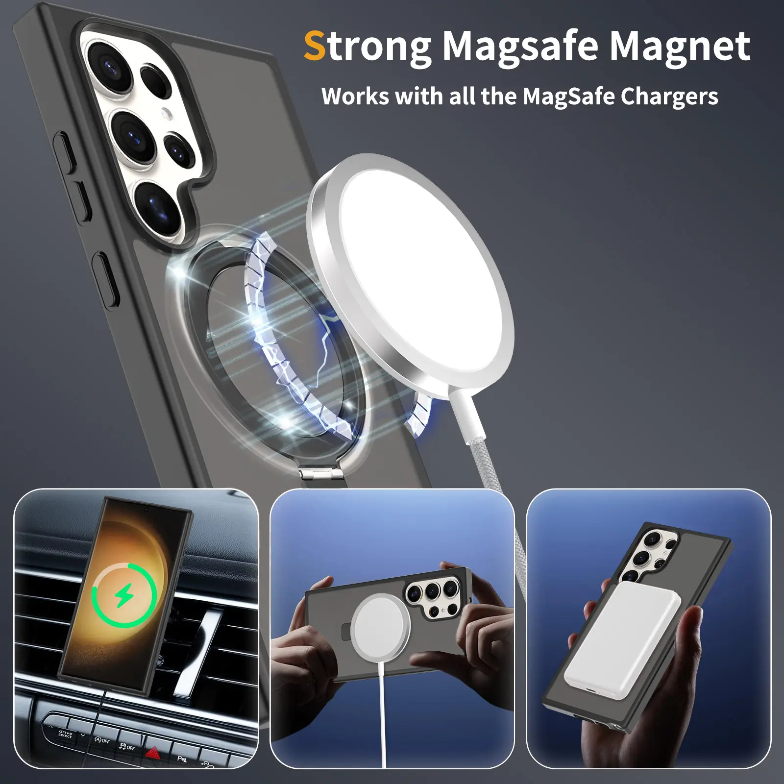 Hybridskal Magnetic Ring Samsung Galaxy S23 Ultra Svart