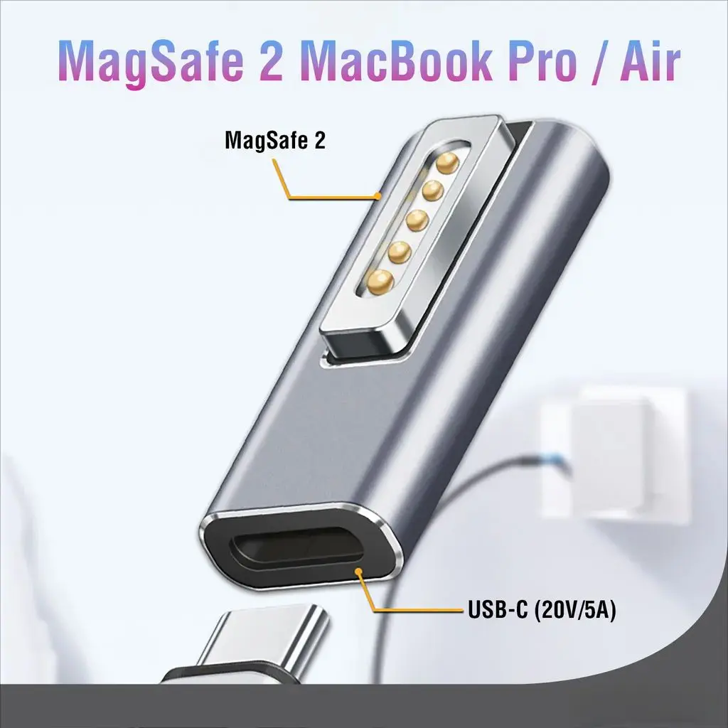 USB-C PD 100W till MagSafe 2 adapter Grå