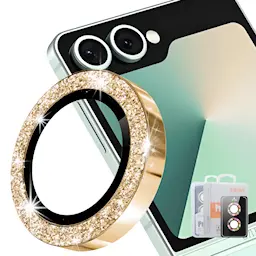 Glitter Linsskydd Aluminium + Glas Samsung Galaxy Z Flip 8 Guld
