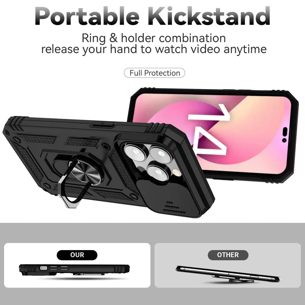 Hybridskal Ring + Kameraskydd iPhone 14 Pro Svart