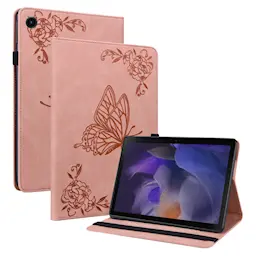Nahkakotelo Perhonen Samsung Galaxy Tab A8 Vaaleanpunainen