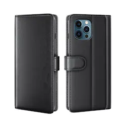 Ægte Læderetui iPhone 12 Pro Max Sort