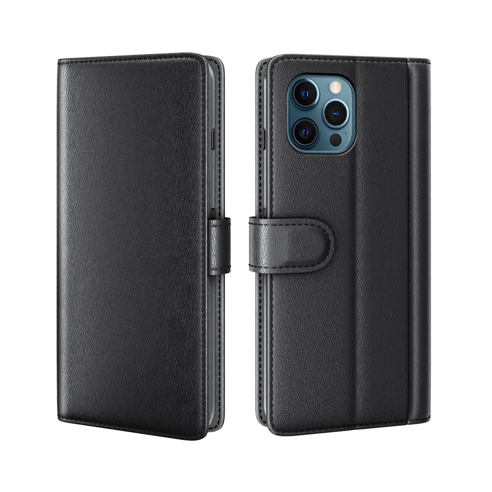 Ægte Læderetui iPhone 12 Pro Max Sort