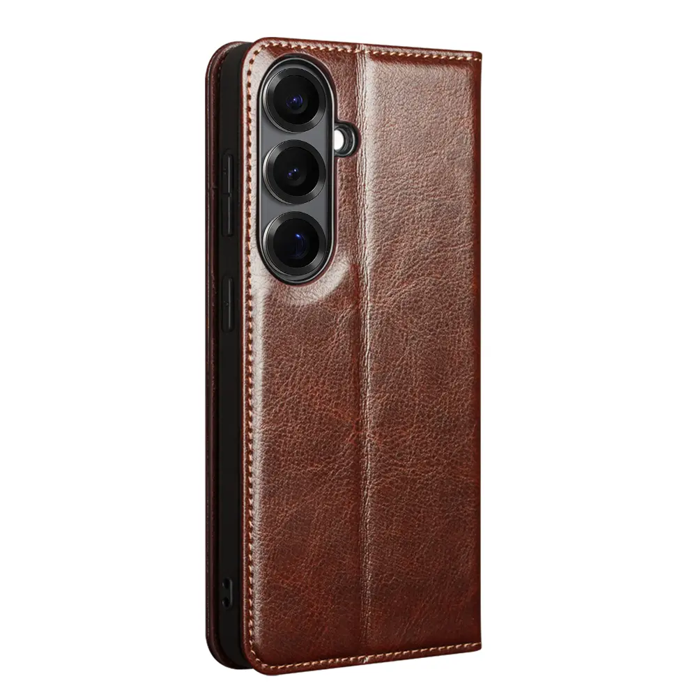Samsung Galaxy S26 Leather Wallet Case Brun